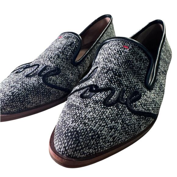 ED by Ellen Love flats tweed 8/EU39 Leather loafter Love embroidered - Picture 2 of 7